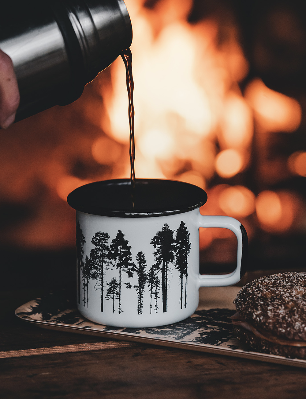 Thermos verre, forêt